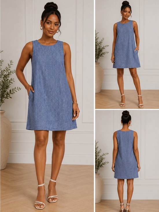 Quince Dresses & Skirts - Quince 100% European Linen Stripe Tank Shift Dress XL Blue Coastal